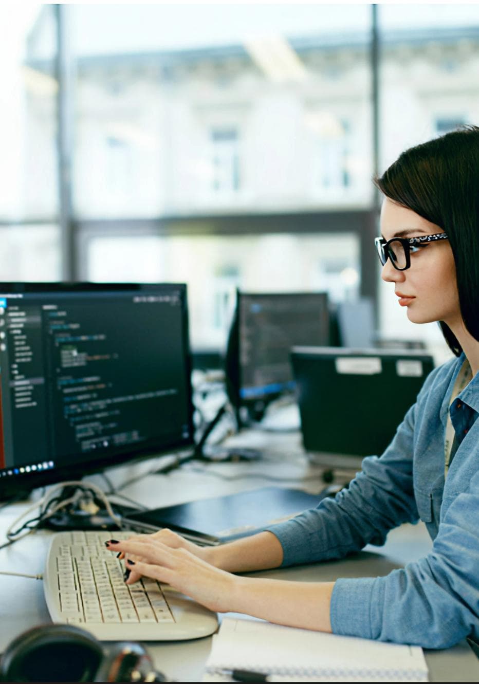 Energy professionals using technology